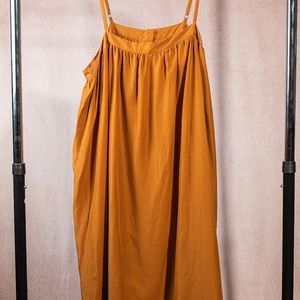 Women's Mustard pleated front knee length dress